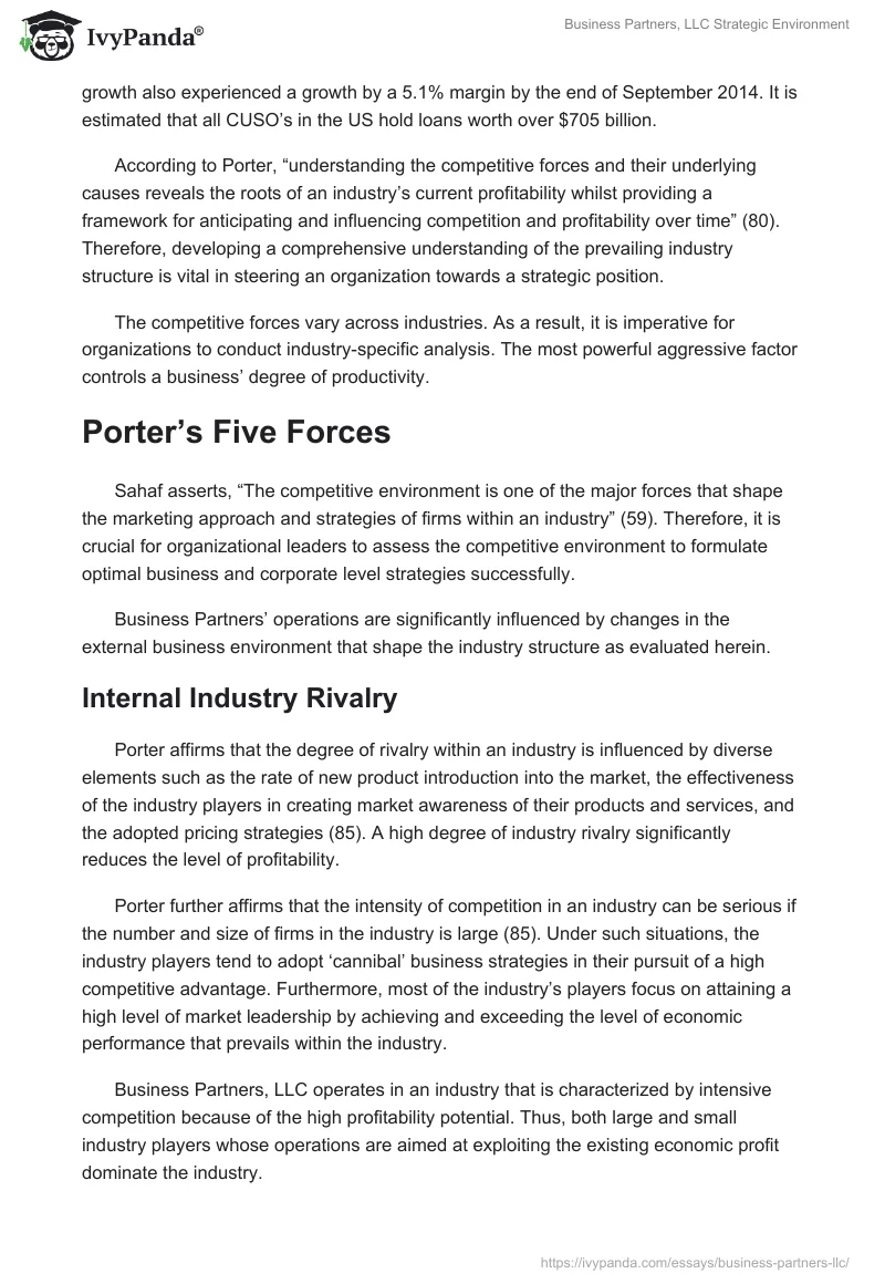 Business Partners, LLC Strategic Environment. Page 4