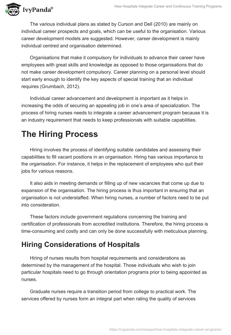 How Hospitals Integrate Career and Continuous Training Programs. Page 3