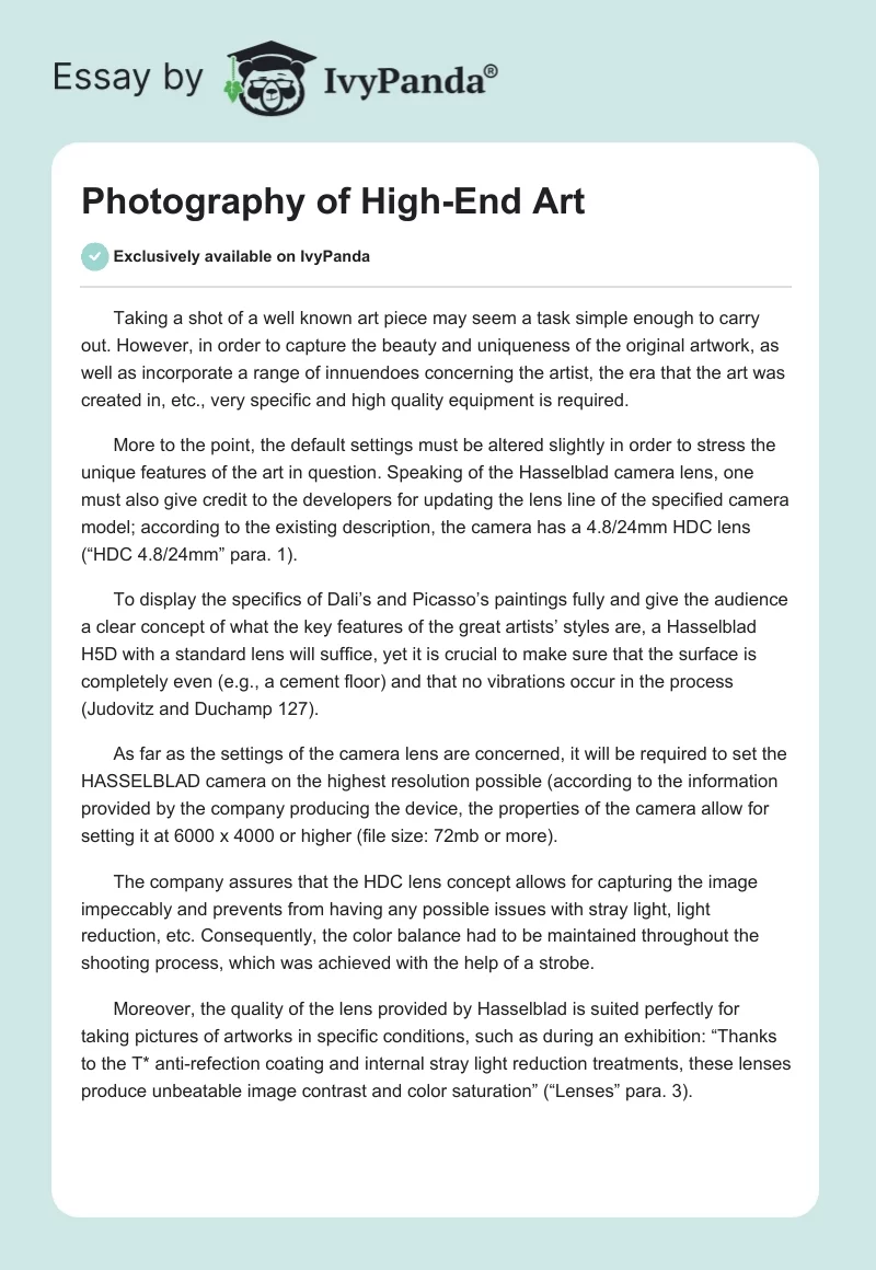 Photography of High-End Art. Page 1
