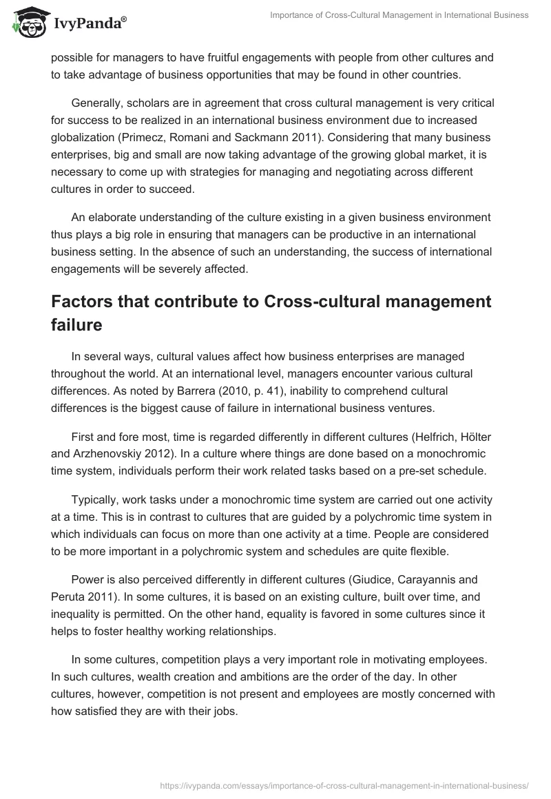 Importance of Cross-Cultural Management in International Business. Page 3
