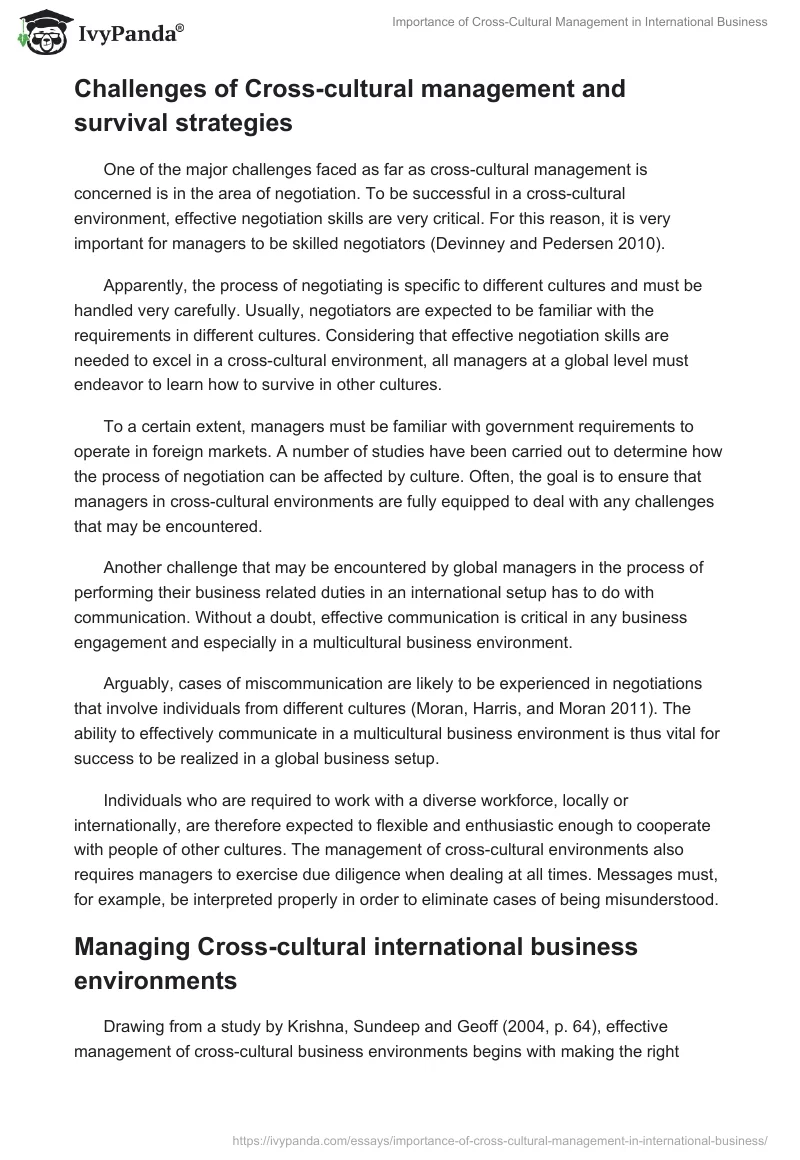 Importance of Cross-Cultural Management in International Business. Page 5