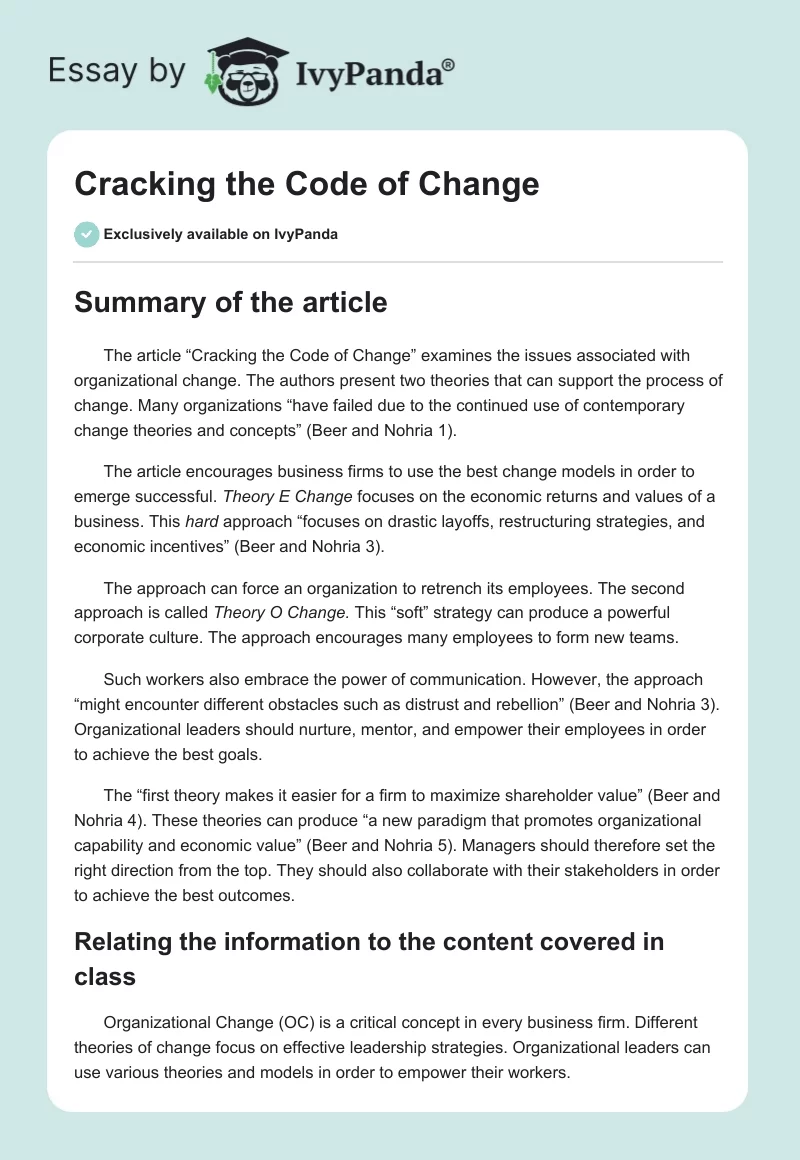 Cracking the Code of Change. Page 1