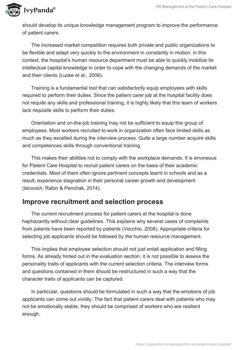 HR Management at the Patient Care Hospital. Page 4