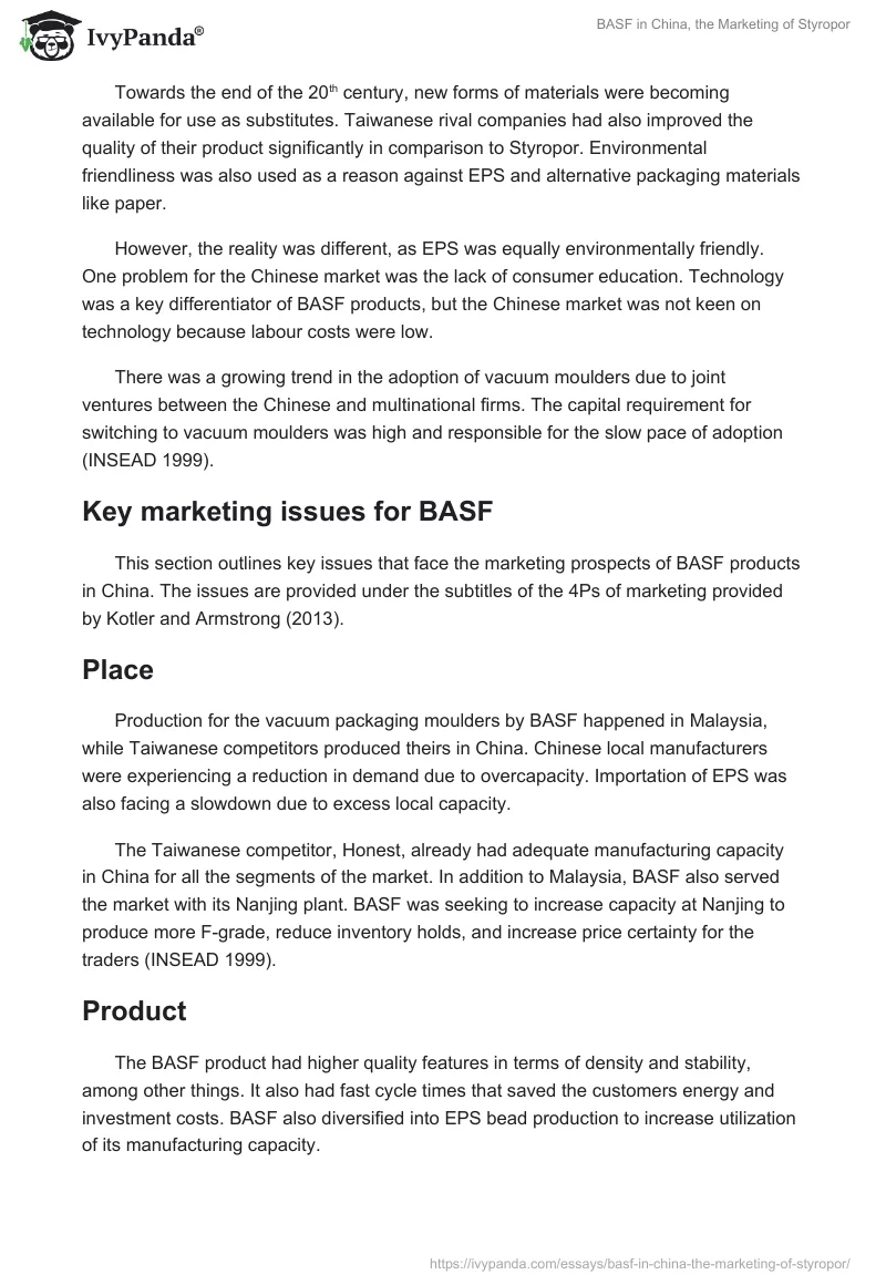 BASF in China, the Marketing of Styropor. Page 2