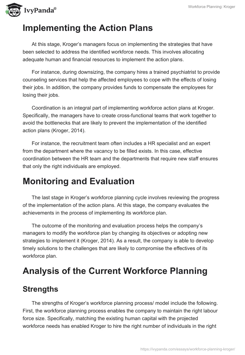 Workforce Planning: Kroger. Page 4