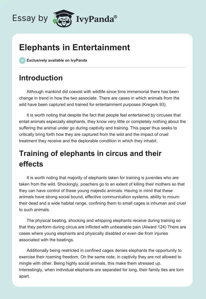 Elephants in Entertainment. Page 1
