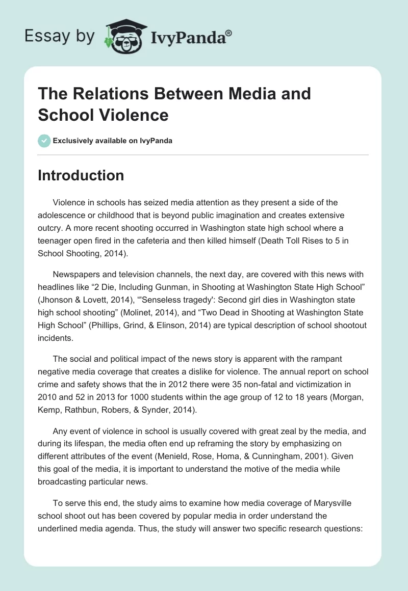 The Relations Between Media and School Violence. Page 1