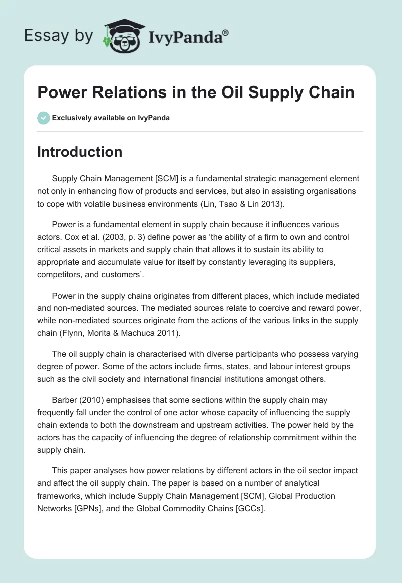 Power Relations in the Oil Supply Chain. Page 1