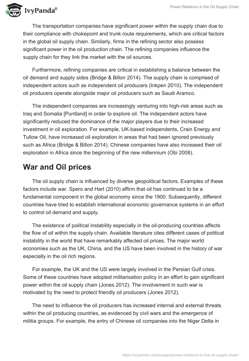 Power Relations in the Oil Supply Chain. Page 5