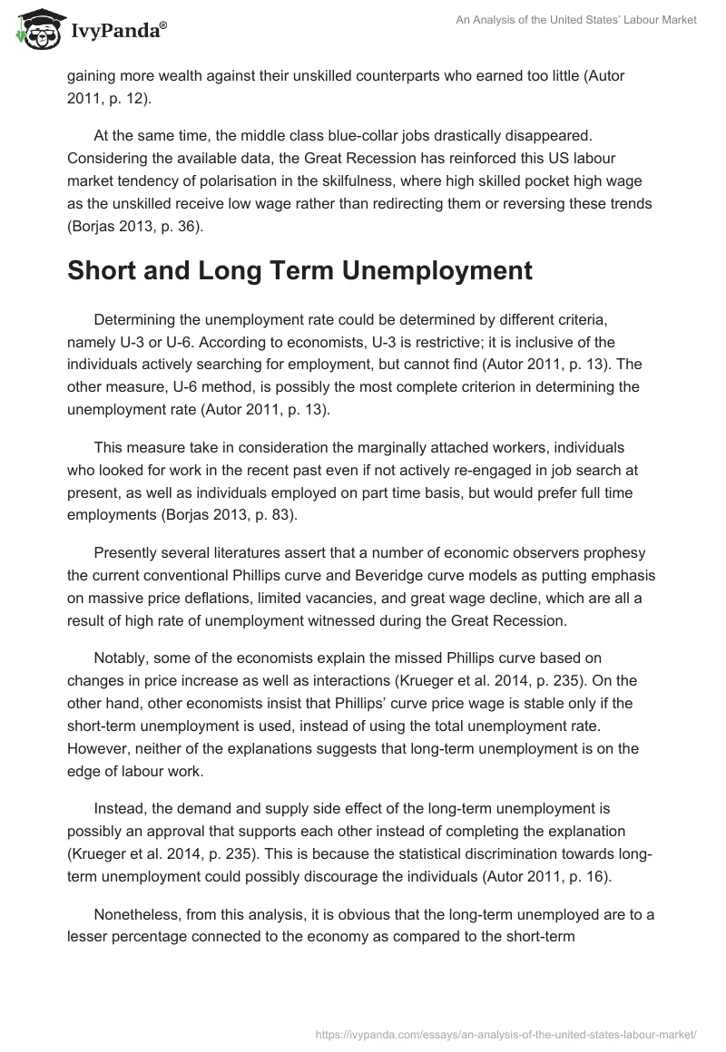 An Analysis of the United States’ Labour Market. Page 3