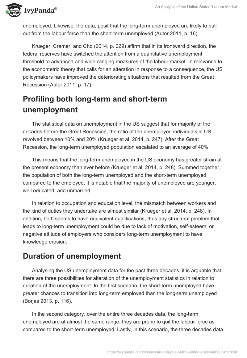 An Analysis of the United States’ Labour Market. Page 4