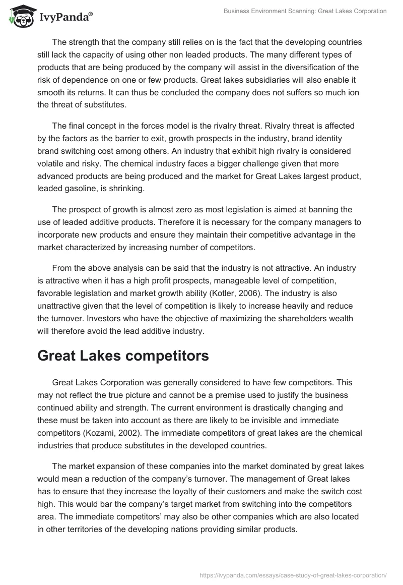 Business Environment Scanning: Great Lakes Corporation. Page 5