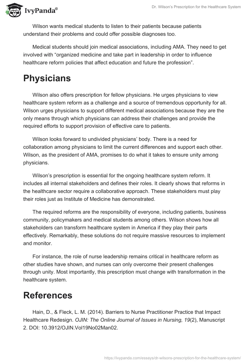 Dr. Wilson’s Prescription for the Healthcare System. Page 3