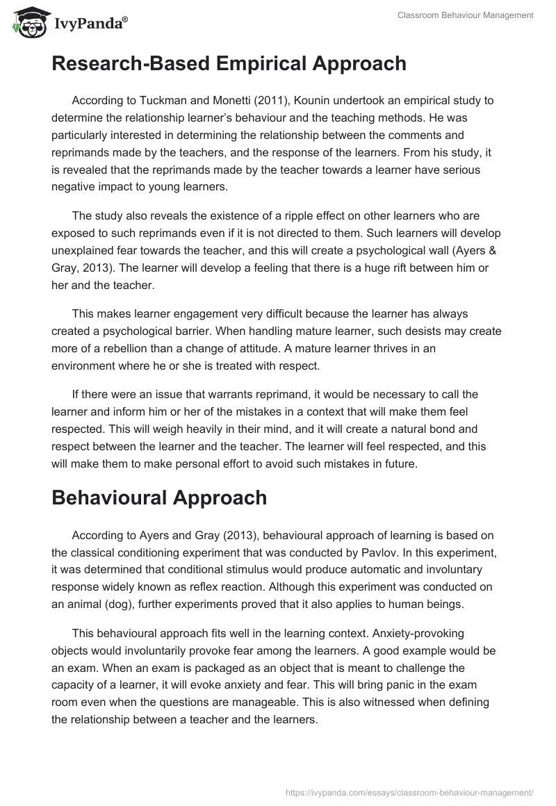 Classroom Behaviour Management. Page 3