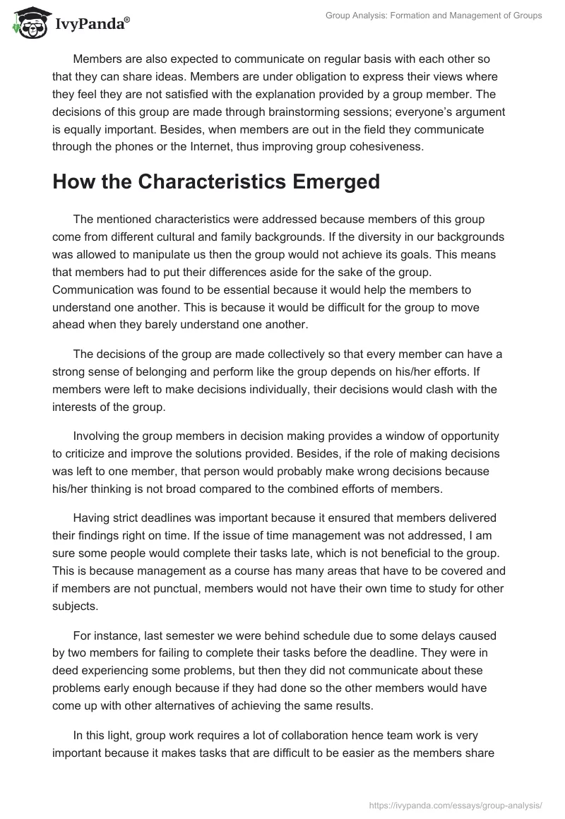 Group Analysis: Formation and Management of Groups. Page 4