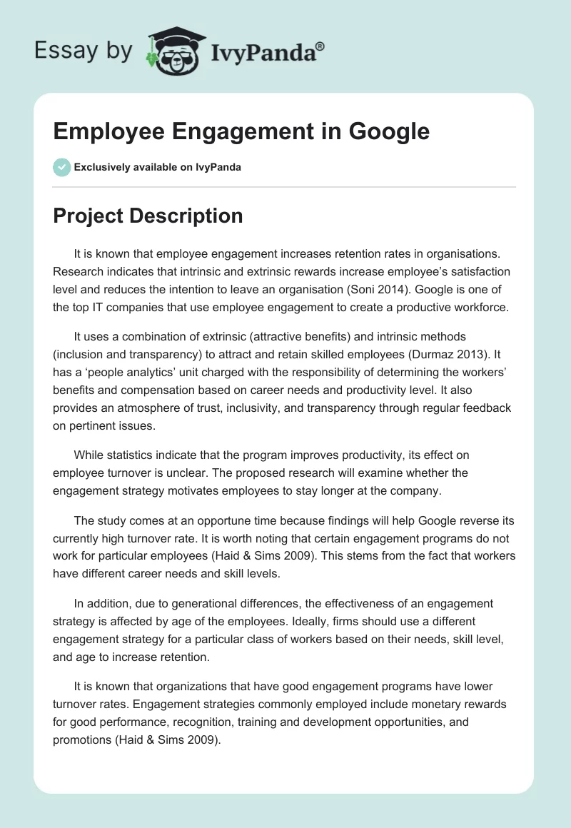 Employee Engagement in Google. Page 1