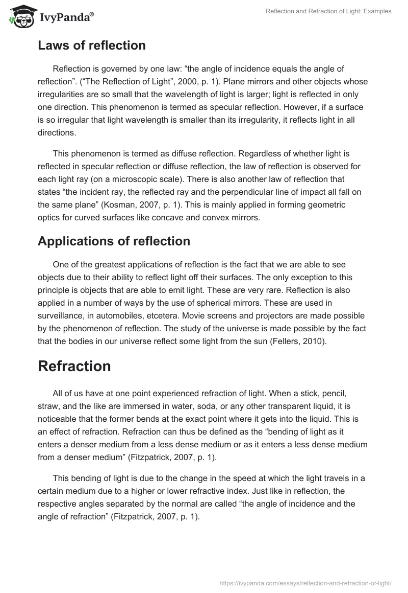 Reflection and Refraction of Light: Examples. Page 2