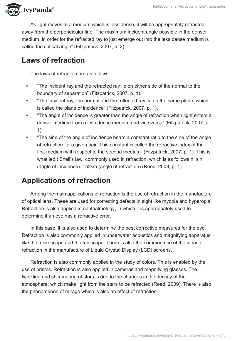 Reflection and Refraction of Light: Examples. Page 3