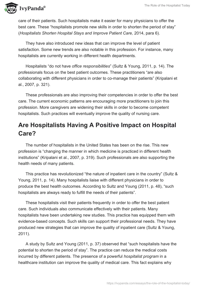 The Role of the Hospitalist Today. Page 2