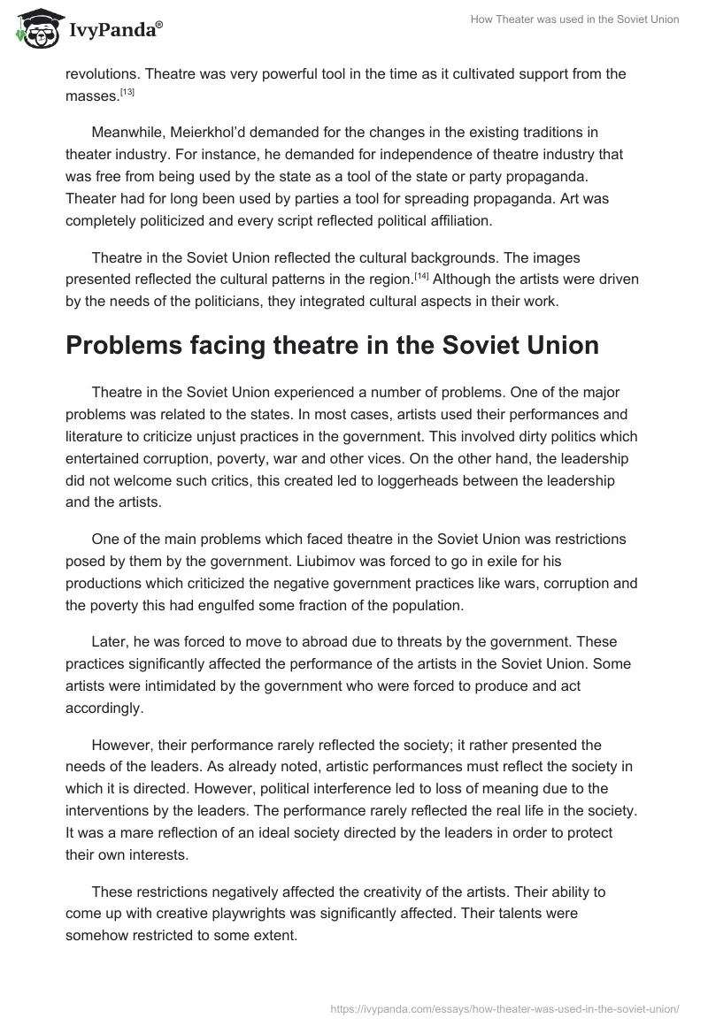 How Theater was used in the Soviet Union. Page 5