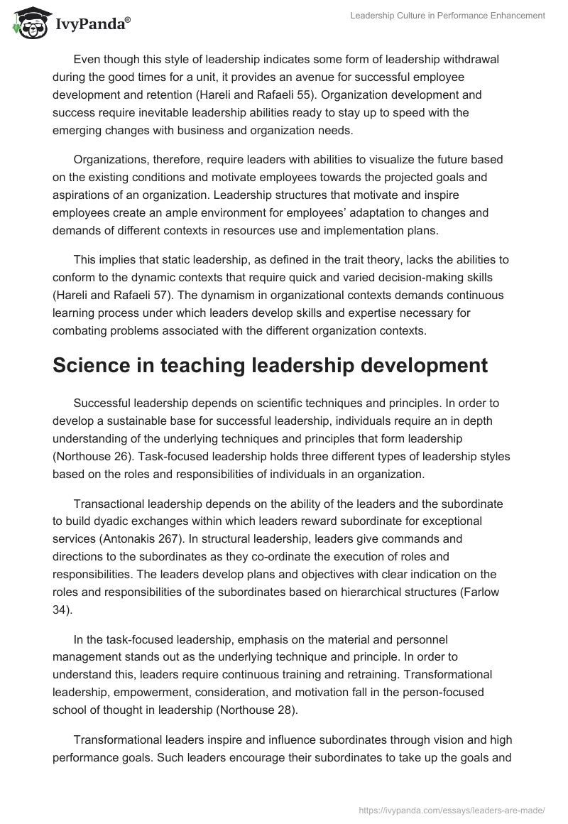 Leadership Culture in Performance Enhancement. Page 4