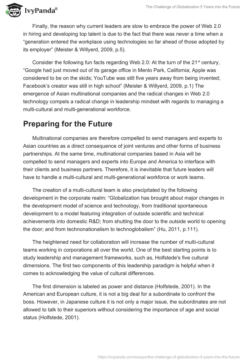 The Challenge of Globalization 5 Years into the Future. Page 3