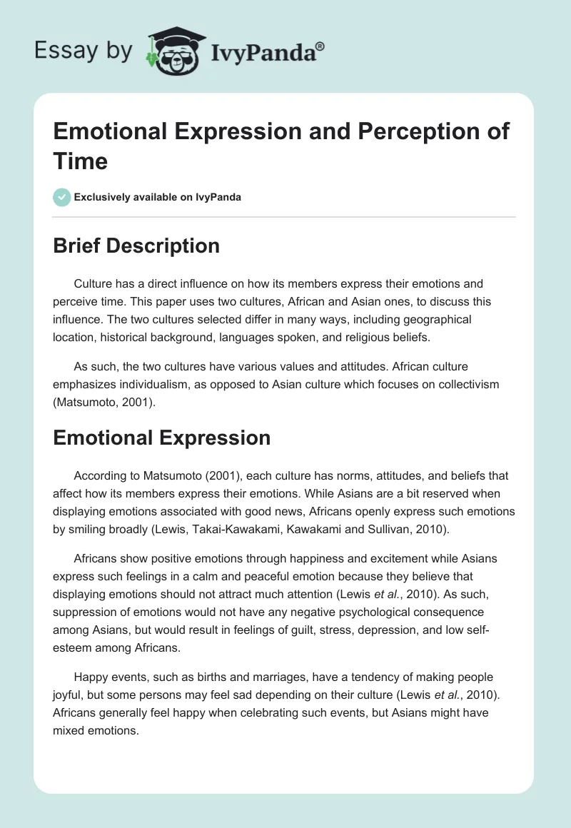 Emotional Expression and Perception of Time. Page 1