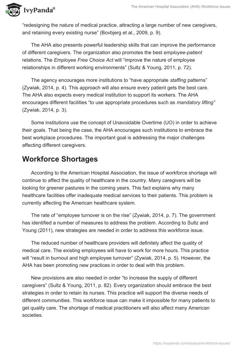 The American Hospital Association (AHA) Workforce Issues. Page 2