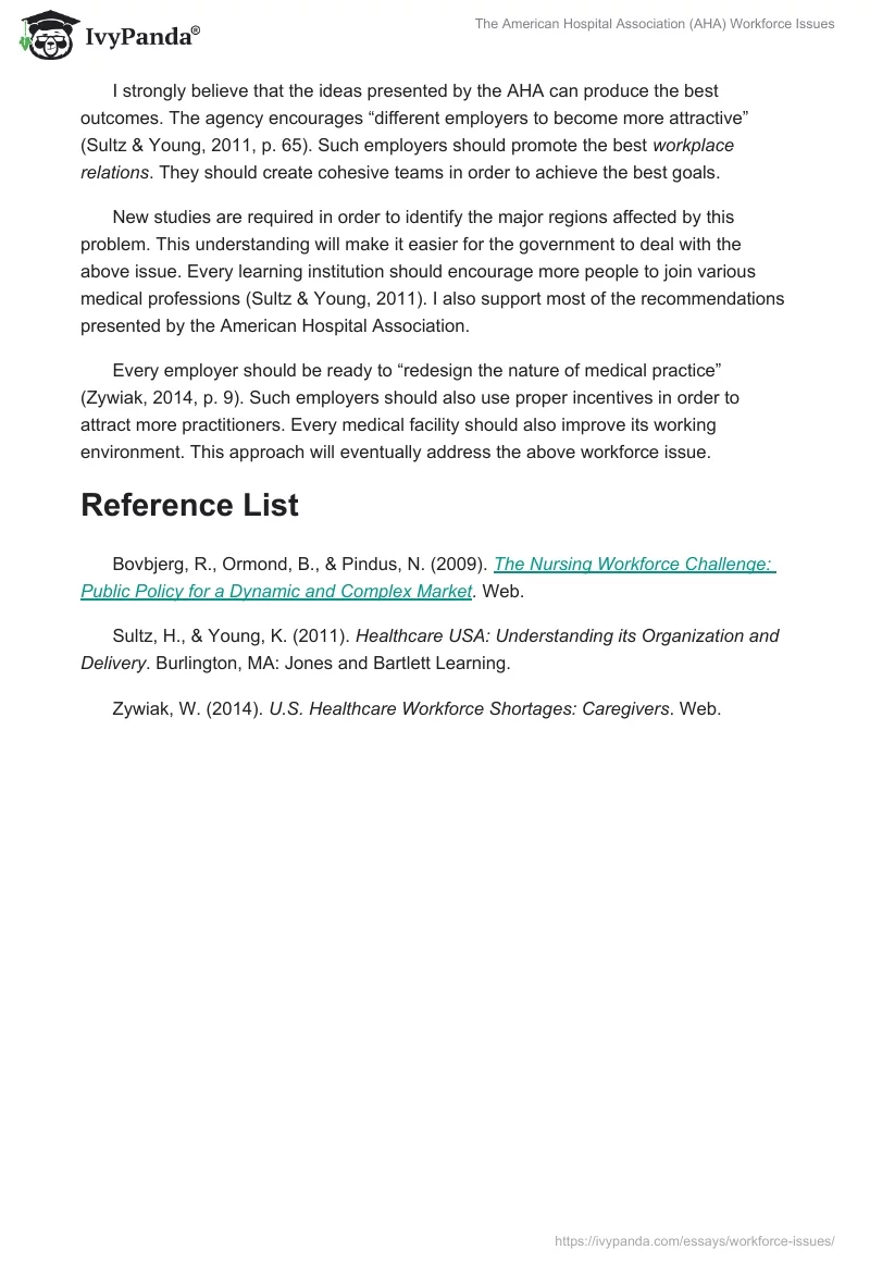 The American Hospital Association (AHA) Workforce Issues. Page 3