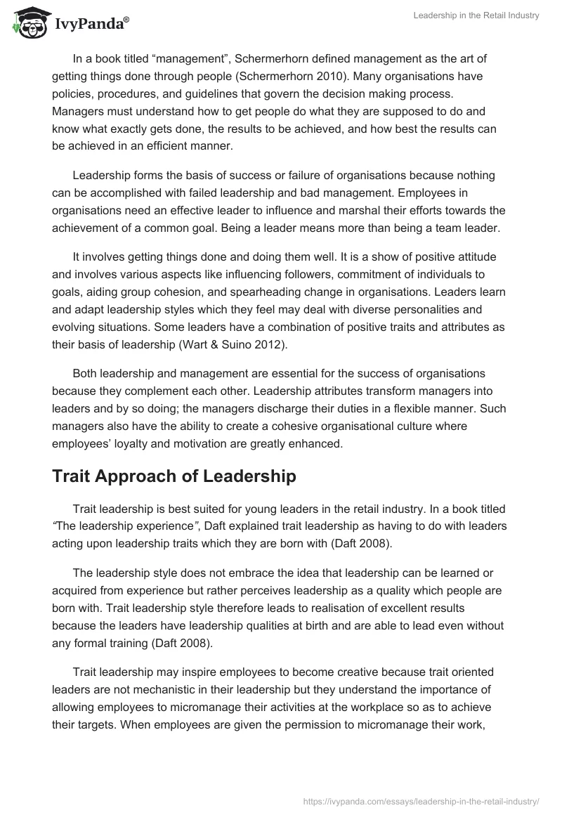 Leadership in the Retail Industry. Page 3
