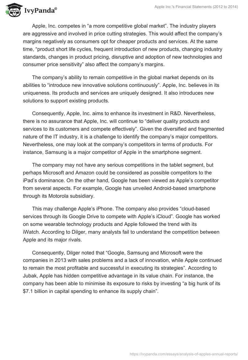 Apple Inc.'s Financial Statements (2012 to 2014). Page 5