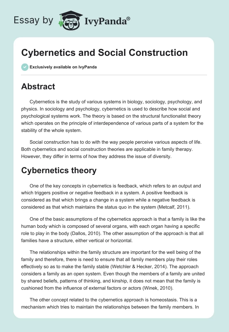 Cybernetics and Social Construction. Page 1