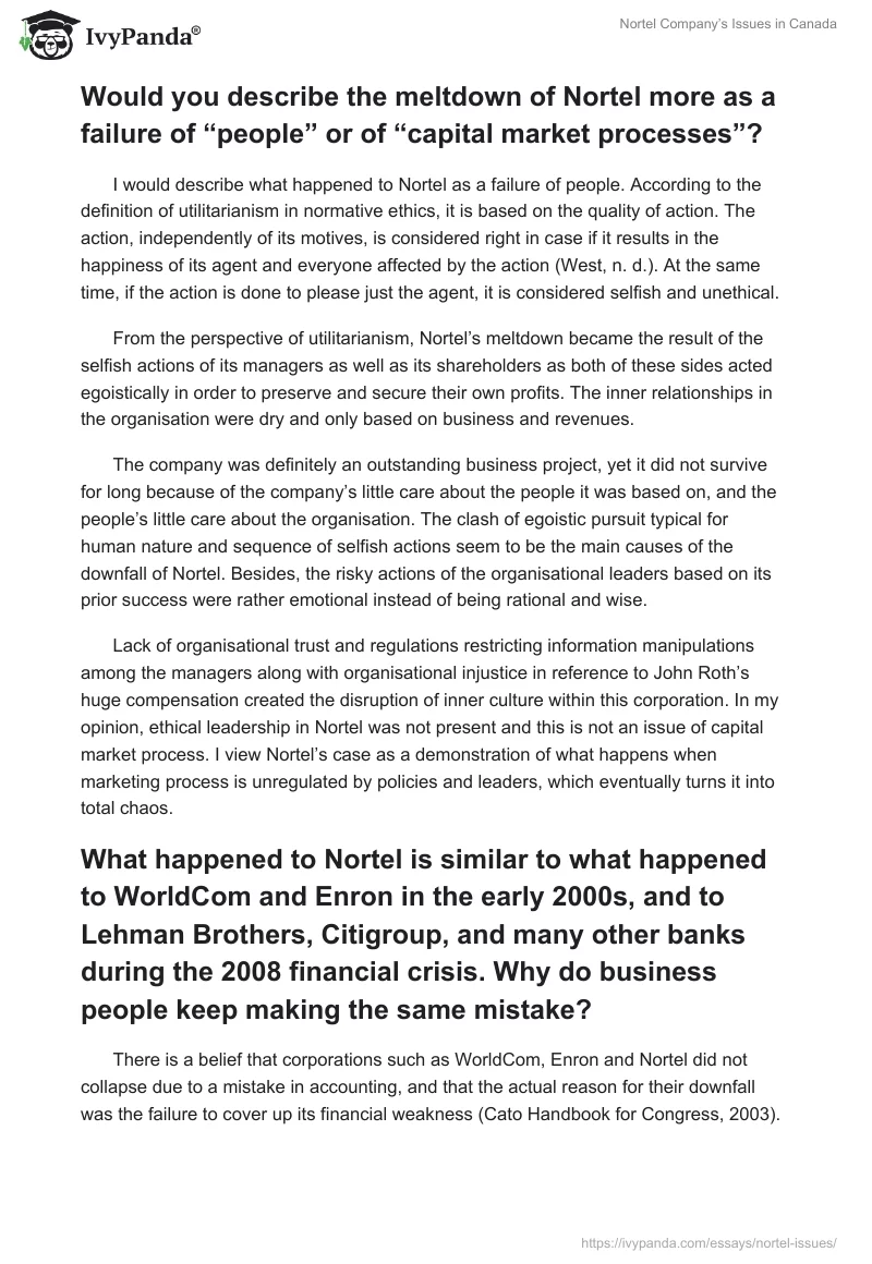 Nortel Company’s Issues in Canada. Page 4