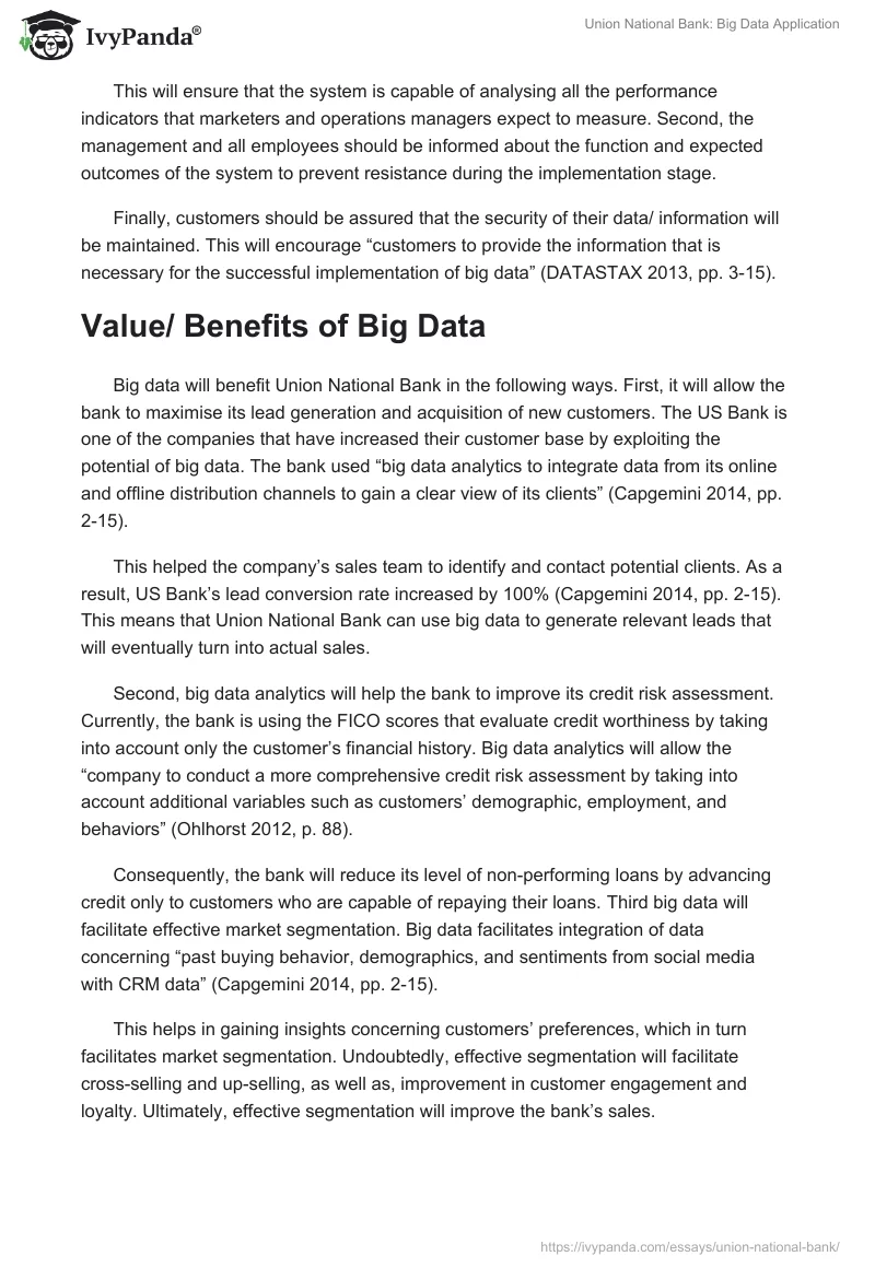 Union National Bank: Big Data Application. Page 4