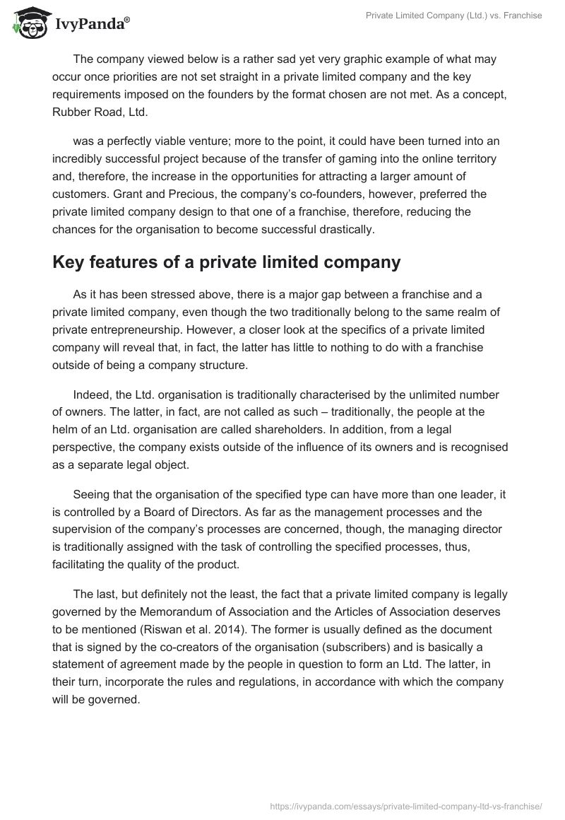 Private Limited Company (Ltd.) vs. Franchise. Page 4