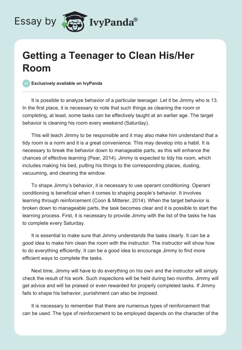 Getting a Teenager to Clean His/Her Room. Page 1