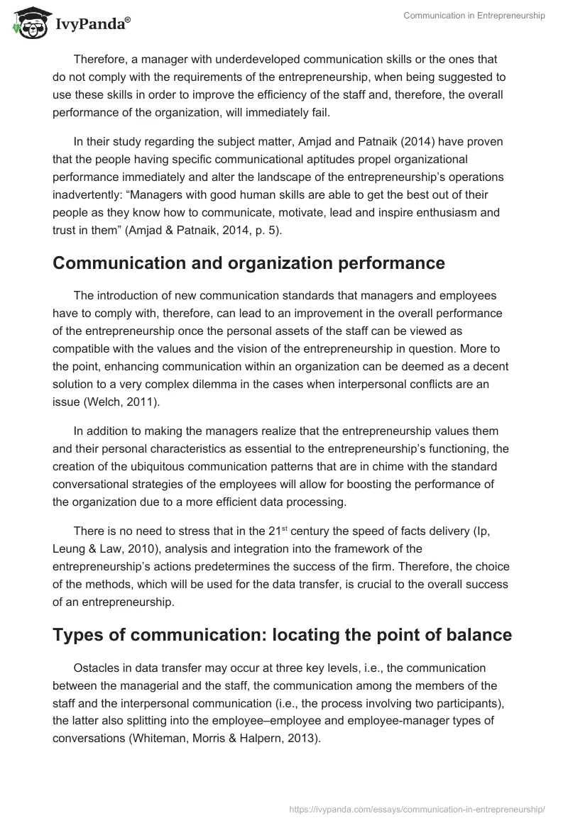 Communication in Entrepreneurship. Page 3