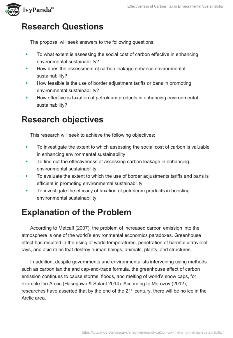 Effectiveness of Carbon Tax in Environmental Sustainability. Page 2