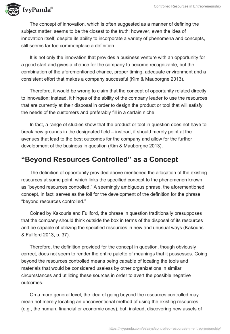 Controlled Resources in Entrepreneurship. Page 3