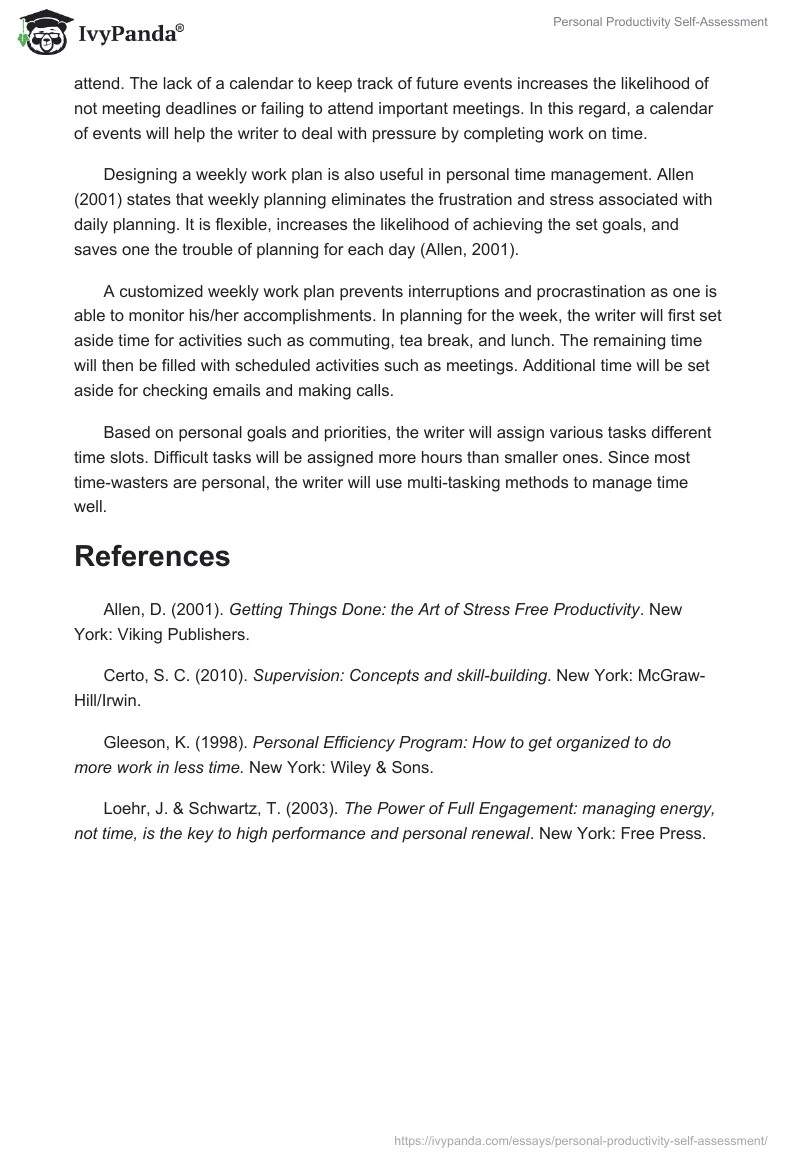 Personal Productivity Self-Assessment. Page 4