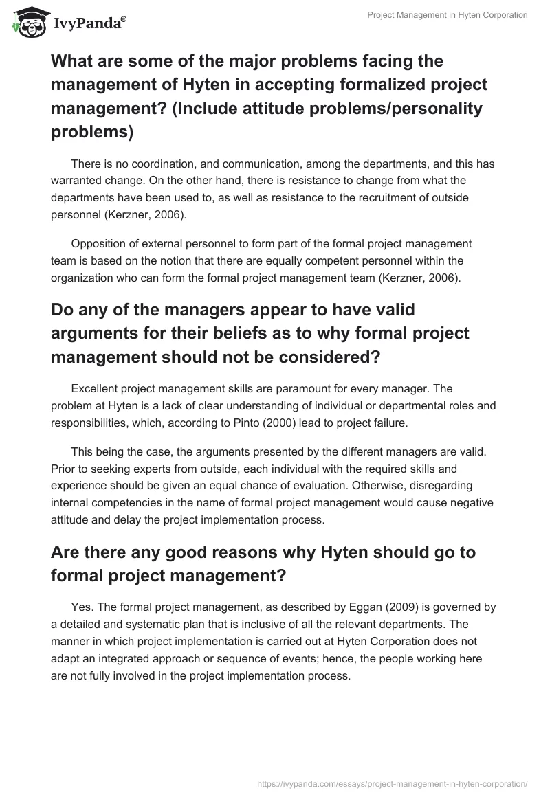 Project Management in Hyten Corporation. Page 2