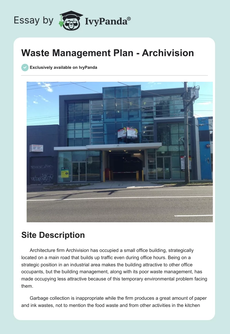 Waste Management Plan - Archivision. Page 1