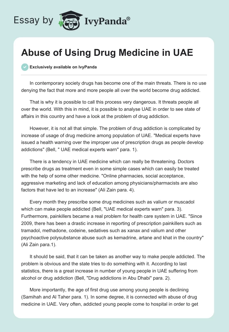 Abuse of Using Drug Medicine in UAE. Page 1