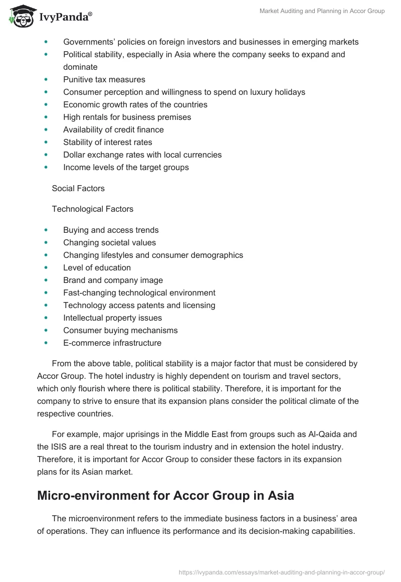 Market Auditing and Planning in Accor Group. Page 5