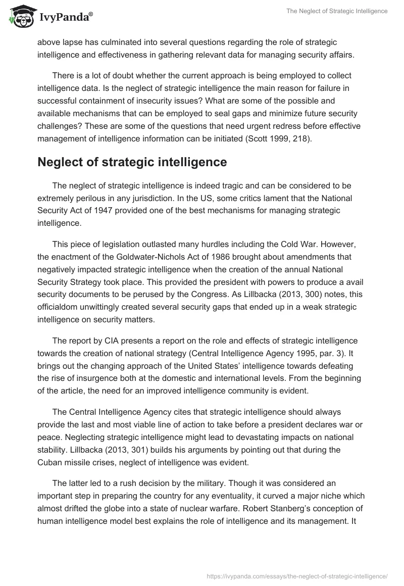 The Neglect of Strategic Intelligence. Page 2
