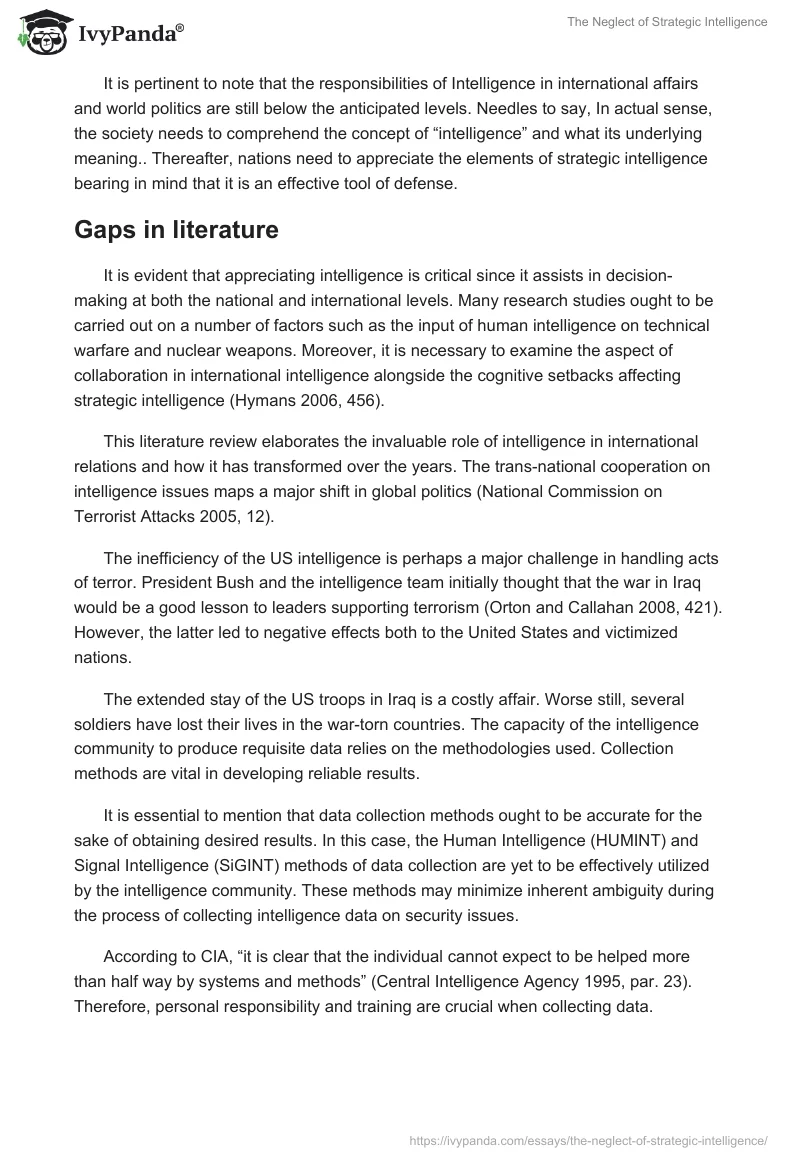 The Neglect of Strategic Intelligence. Page 4