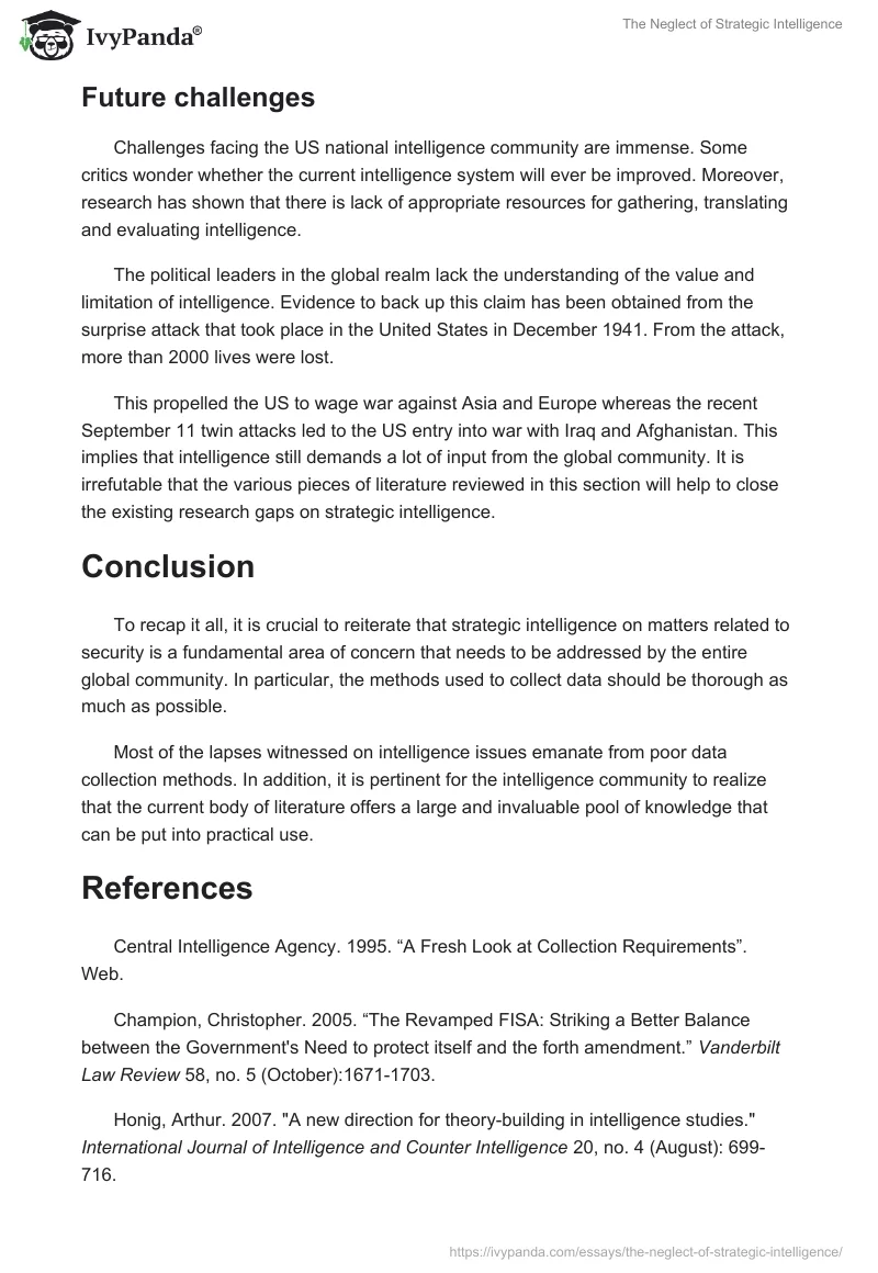 The Neglect of Strategic Intelligence. Page 5