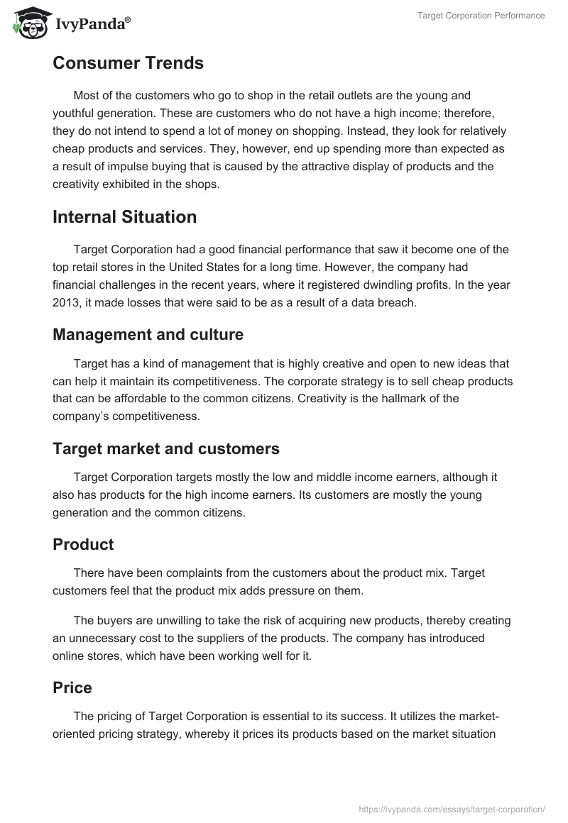 Target Corporation Performance. Page 2