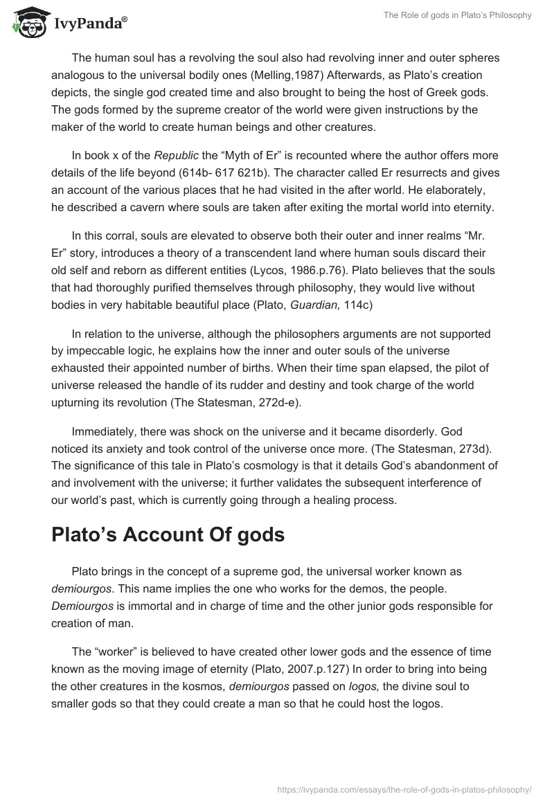 The Role of Gods in Plato’s Philosophy. Page 2