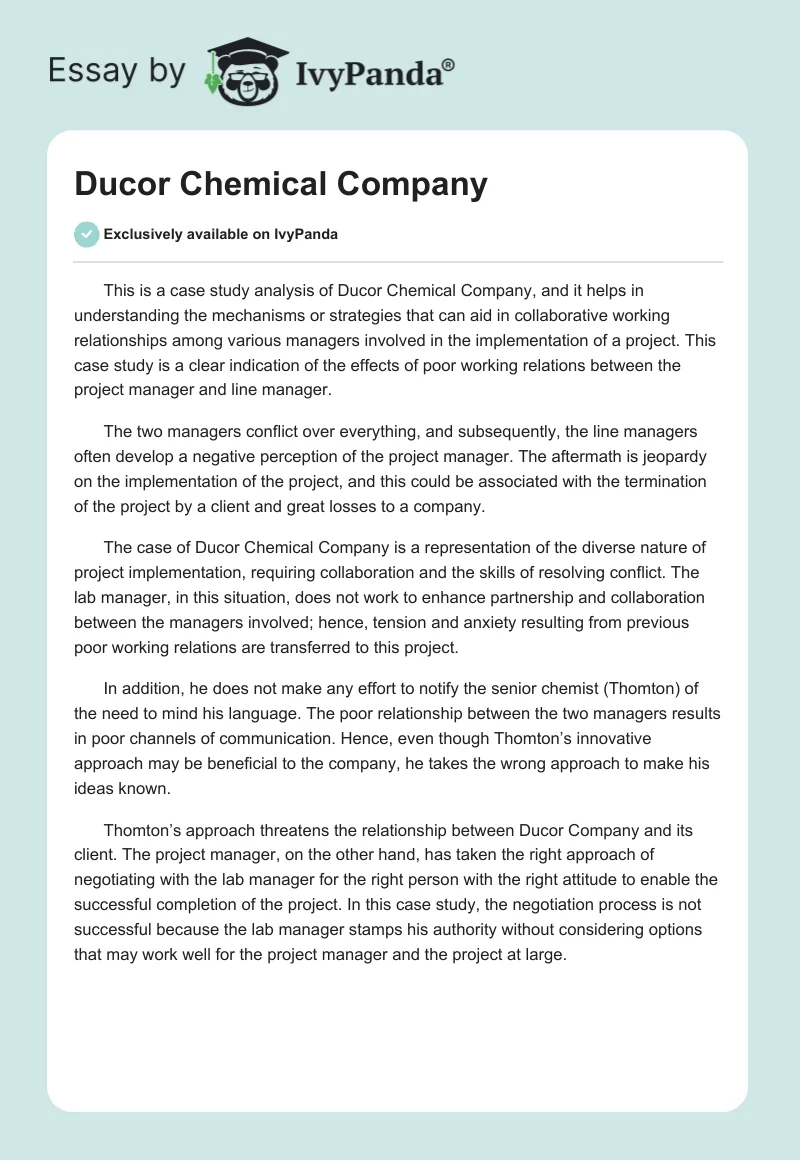 Ducor Chemical Company. Page 1